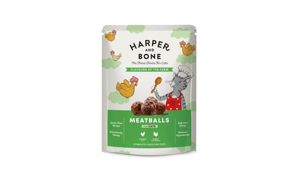 ΛΙΧΟΥΔΙΑ ΓΑΤΑΣ HARPER & BONE MEATBALLS FLAVOURS FARM 85GR