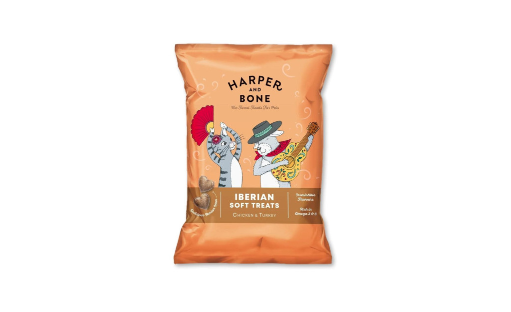 ΛΙΧΟΥΔΙΑ ΓΑΤΑΣ HARPER & BONE IBERIAN SOFT TREATS ΚΟΤΟΠΟΥΛΟ & ΓΑΛΟΠΟΥΛΑ 90GR
