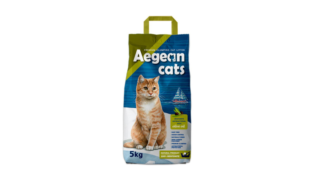 ΑΜΜΟΣ AEGEAN CATS ΜΠΕΤΟΝΙΤΗΣ ΑΝΤΙΒΑΚΤΗΡΙΔΙΑΚΗ ΜΕ ΦΥΣΙΚΟ ΑΡΩΜΑ ΕΛΑΙΟΛΑΔΟΥ 5KG 