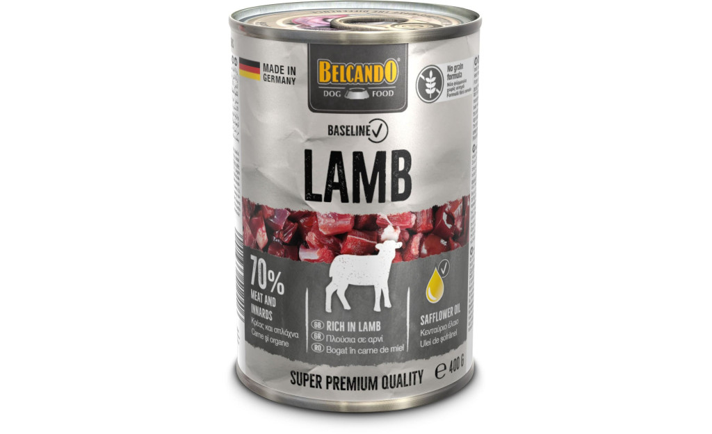 ΚΟΝΣΕΡΒΑ ΣΚΥΛΟΥ BELCANDO BASELINE ΑΡΝΙ 400GR