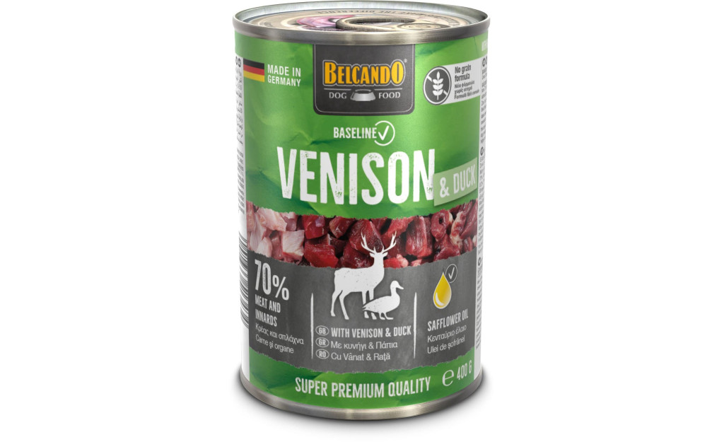 ΚΟΝΣΕΡΒΑ ΣΚΥΛΟΥ BELCANDO BASELINE ΕΛΑΦΙ & ΠΑΠΙΑ 400GR