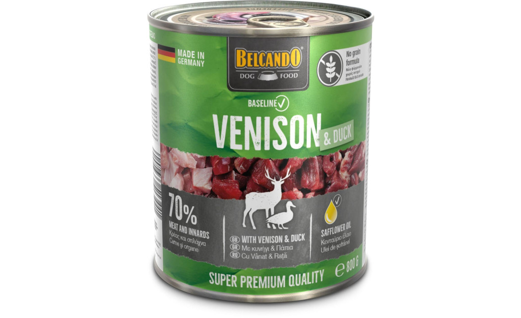 ΚΟΝΣΕΡΒΑ ΣΚΥΛΟΥ BELCANDO BASELINE ΕΛΑΦΙ & ΠΑΠΙΑ 800GR