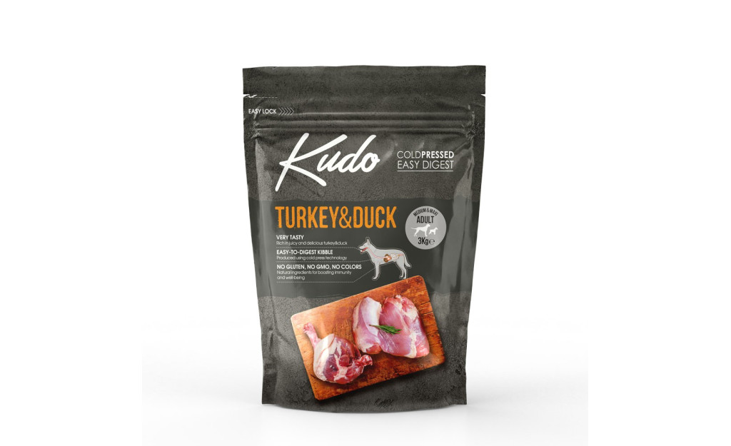 ΤΡΟΦΗ ΣΚΥΛΟΥ KUDO ΓΑΛΟΠΟΥΛΑ & ΠΑΠΙΑ ΜΕDIUM & MAXI ADULT 12KG