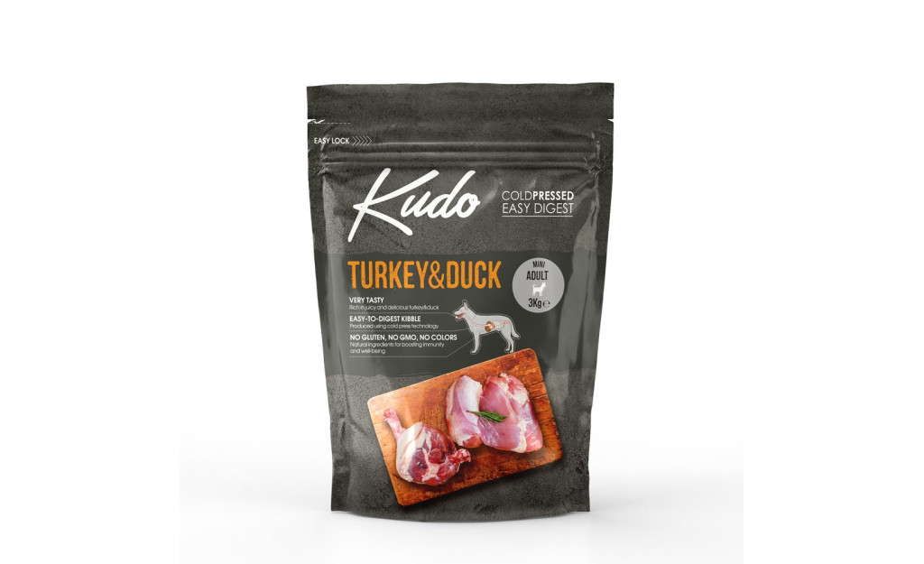 ΤΡΟΦΗ ΣΚΥΛΟΥ KUDO ΓΑΛΟΠΟΥΛΑ & ΠΑΠΙΑ MINI ADULT 3KG