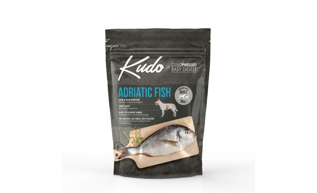 ΤΡΟΦΗ ΣΚΥΛΟΥ KUDO ΑΔΡΙΑΤΙΚΟ ΨΑΡΙ MEDIUM & MAXI ADULT 3KG