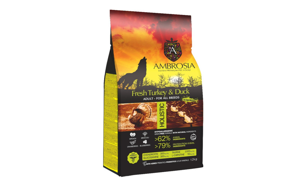 ΤΡΟΦΗ ΣΚΥΛΟΥ AMBROSIA GRAIN FREE ADULT ΓΑΛΟΠΟΥΛΑ & ΠΑΠΙΑ 12KG