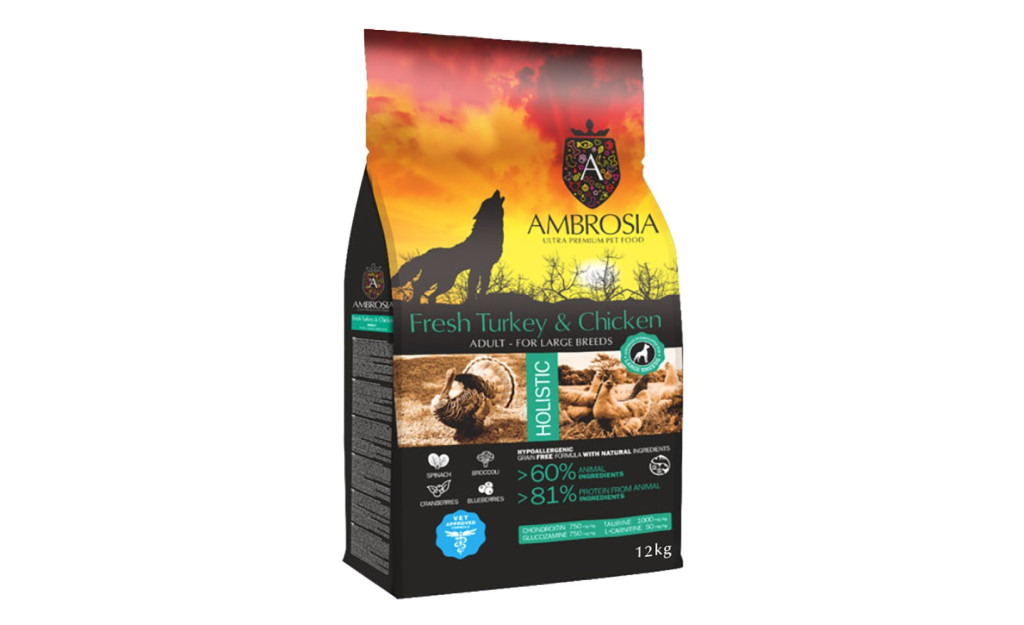 ΤΡΟΦΗ ΣΚΥΛΟΥ AMBROSIA GRAIN FREE ADULT LARGE ΓΑΛΟΠΟΥΛΑ & ΚΟΤΟΠΟΥΛΟ 12KG
