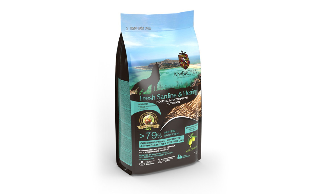 ΤΡΟΦΗ ΣΚΥΛΟΥ AMBROSIA MEDITERRANEAN DIET GRAIN FREE PUPPY ΦΡΕΣΚΙΑ ΣΑΡΔΕΛΑ & ΡΕΓΓΑ 5KG