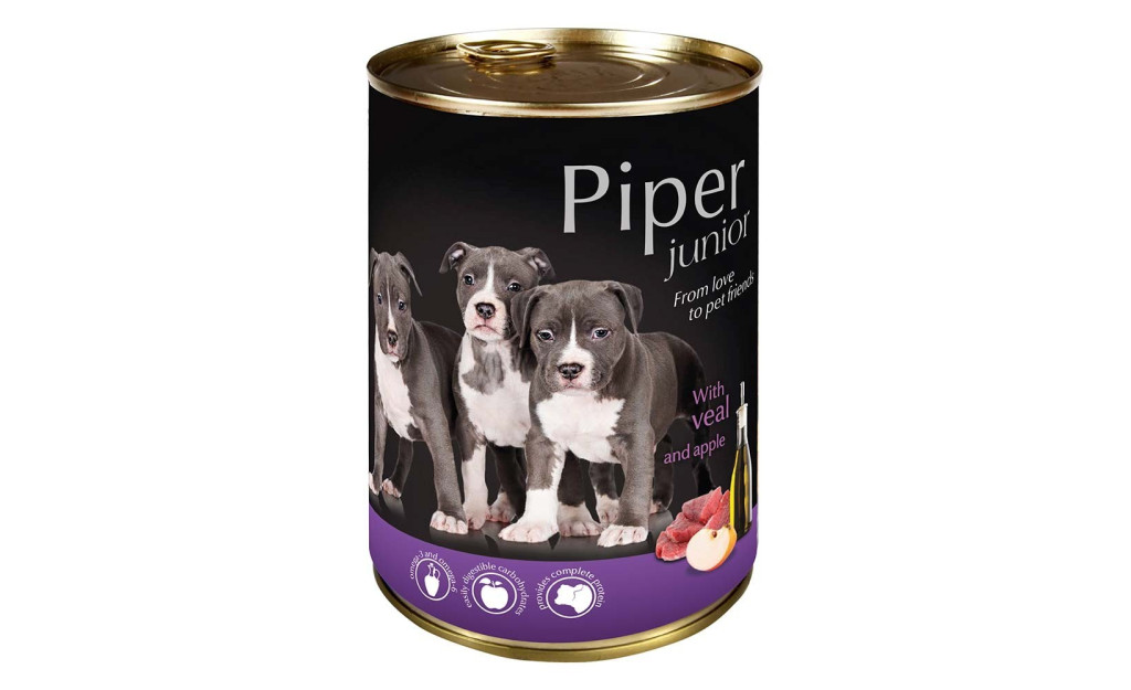 ΚΟΝΣΕΡΒΑ ΣΚΥΛΟΥ PIPER JUNIOR ΜΟΣΧΑΡΙ & ΜΗΛΟ 400GR