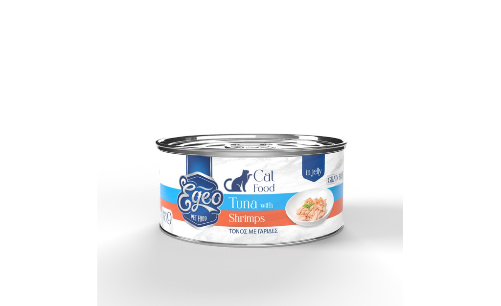 ΚΟΝΣΕΡΒΑ ΓΑΤΑΣ EGEO ADULT ΤΟΝΟΣ ΜΕ ΓΑΡΙΔΕΣ ΣΕ ΖΕΛΕ 85GR