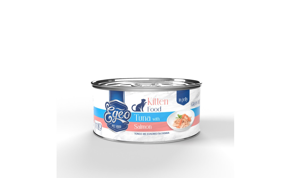 ΚΟΝΣΕΡΒΑ EGEO KITTEN ΤΟΝΟΣ ΜΕ ΣΟΛΟΜΟ ΣΕ ΖΕΛΕ 85GR