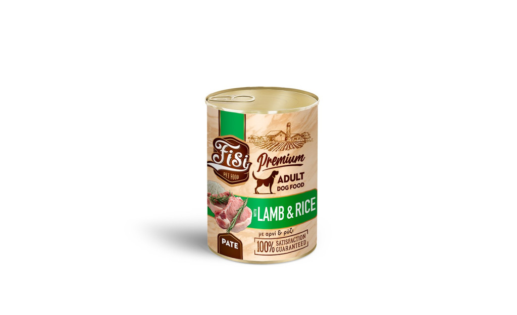 ΚΟΝΣΕΡΒΑ ΣΚΥΛΟΥ FISI ADULT ΑΡΝΙ ΜΕ ΡΥΖΙ ΠΑΤΕ 400GR