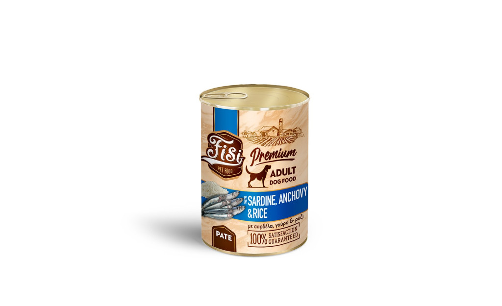 ΚΟΝΣΕΡΒΑ ΣΚΥΛΟΥ FISI ADULT ΓΑΥΡΟΣ ΜΕ ΣΑΡΔΕΛΑ ΠΑΤΕ 400GR