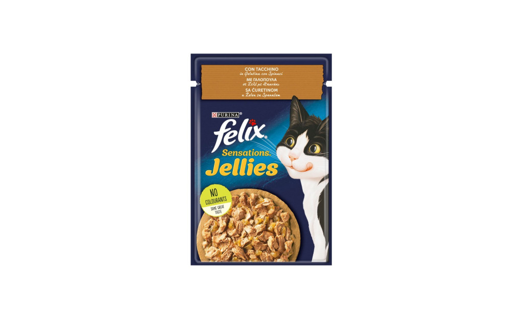 FELIX ΦΑΚΕΛΑΚΙ SENSATIONS JELLIES ΜΕ ΓΑΛΟΠΟΥΛΑ & ΣΠΑΝΑΚΙ ΣΕ ΖΕΛΕ 85GR