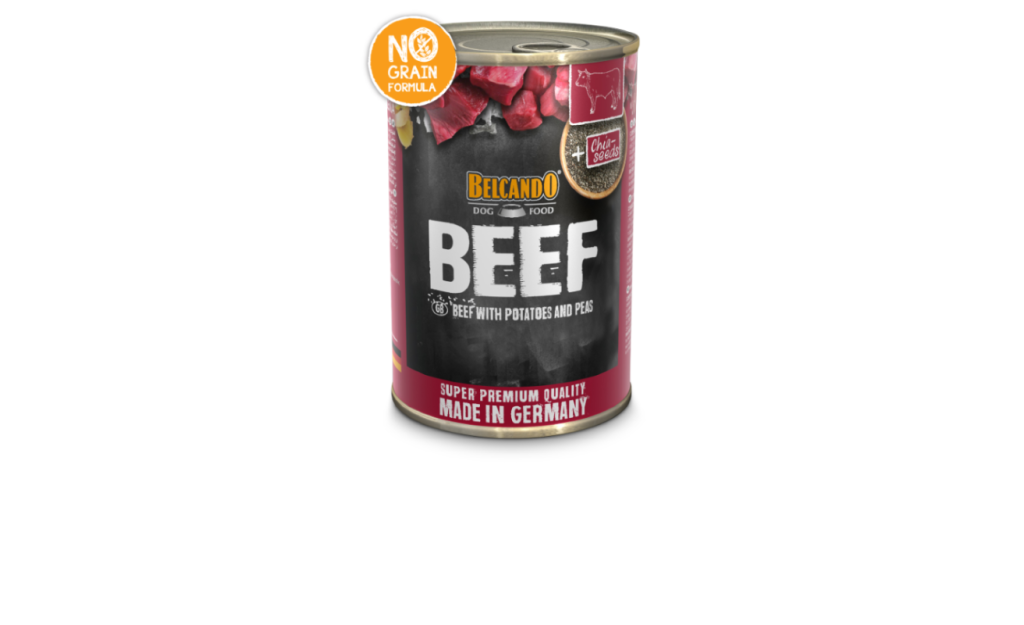 ΚΟΝΣΕΡΒΑ ΣΚΥΛΟΥ BELCANDO ΒΟΔΙΝΟ ΜΕ ΠΑΤΑΤΕΣ & ΜΠΙΖΕΛΙΑ 400GR